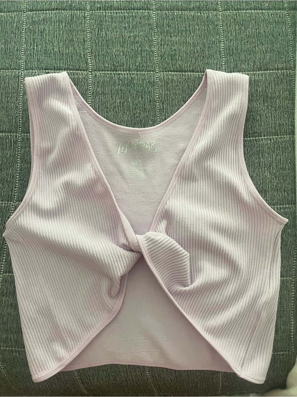 Madrag Ribbed Twist-Front Tank Top - Light pink.